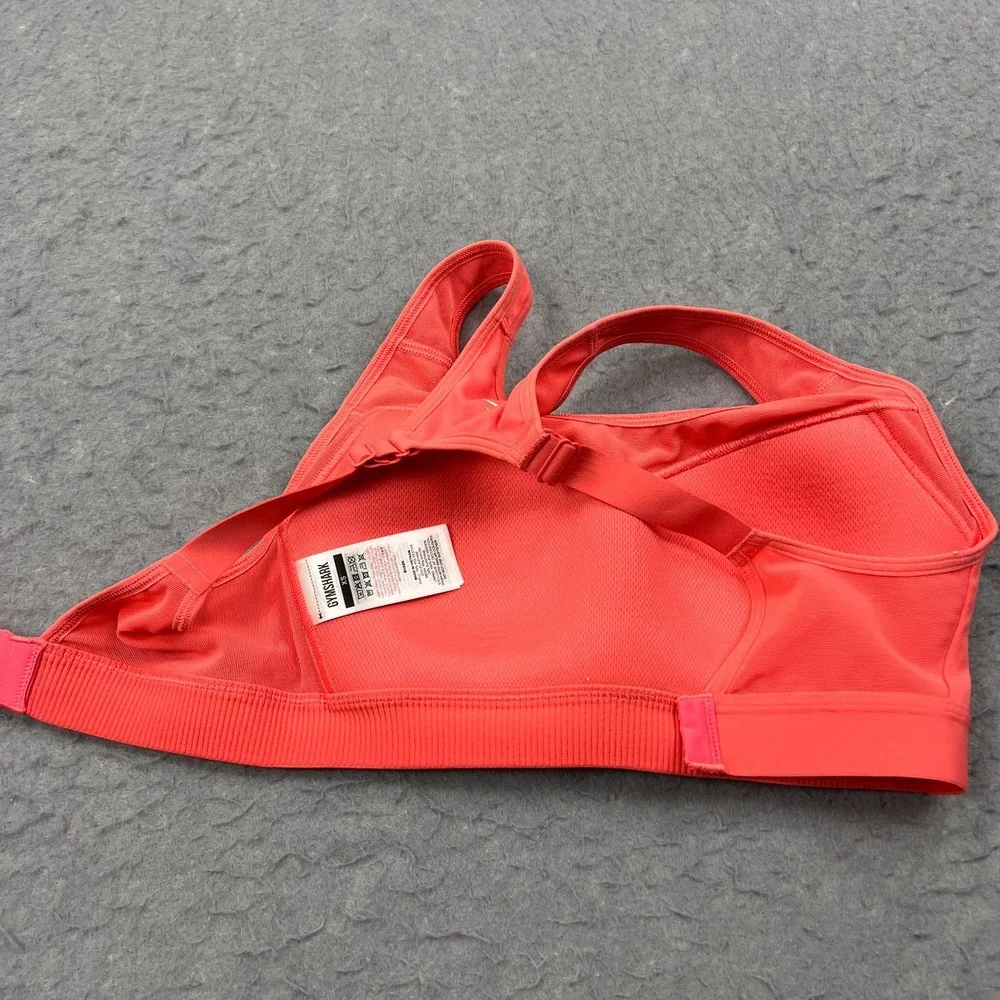 Gymshark Sport Bra Womens XS Coral High Support Open Back‎ Padded Adjustable